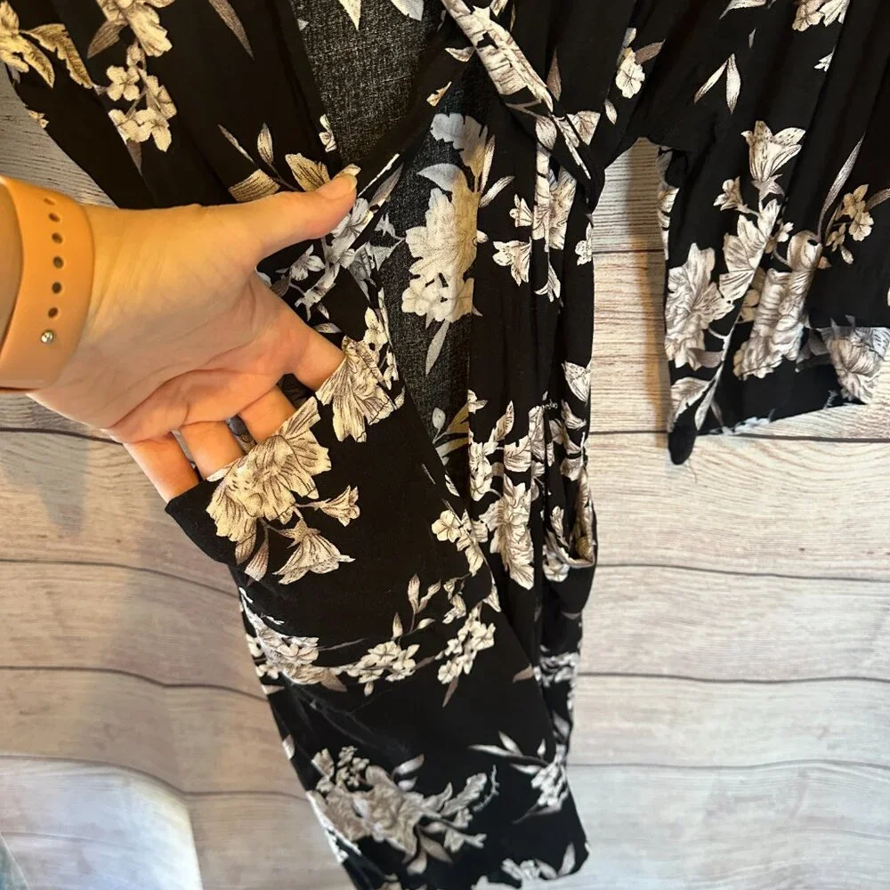 Spiritual Gangster Maya Kimono Black Floral Cardigan Duster OS Boho Beach Cover - Picture 7 of 10